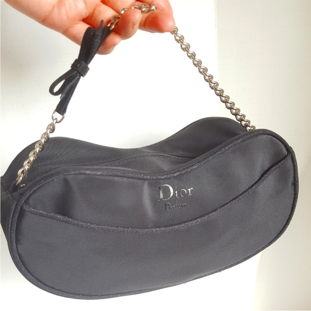 DIOR Parfums Chain Tote Bag NEW 💟 Black & Silver 💕 Toiletry Makeup Case